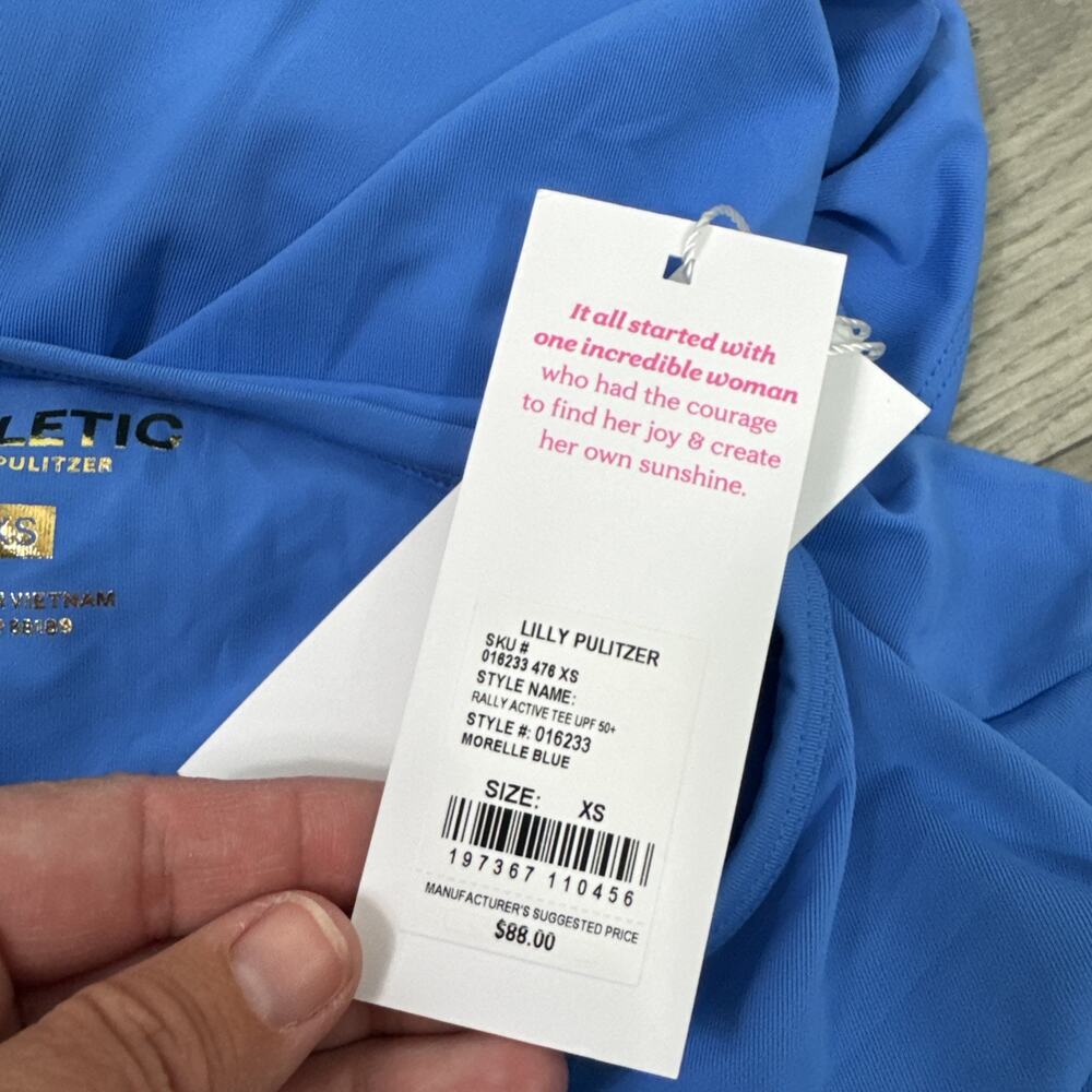 Lilly Pulitzer Rally Active Luxletic Tee Shirt UPF 50+ Morelle Blue sz XS - Picture 9 of 9